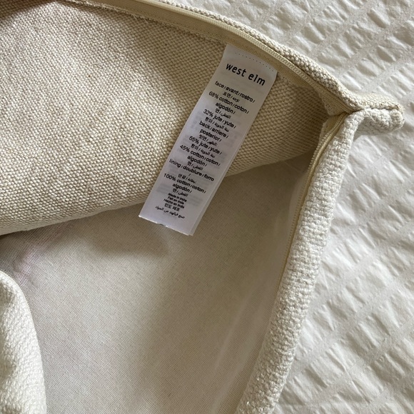 West Elm Cream Canvas Pillow Case 24x24 - Picture 5 of 6